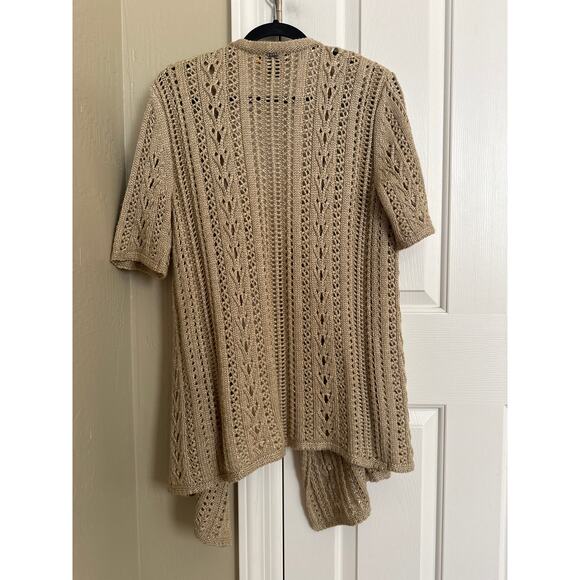 St. John Collection Knit Cardigan Short Sleeve Open Front Beige Small - Picture 3 of 7